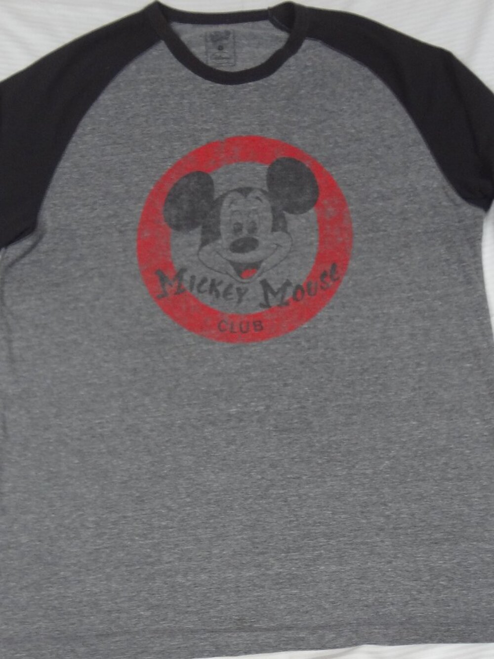 DISNY MICKEY MOUSE CLUB GRAY XL RAGLAN 3/4 SLEEVE T-SHIRT L920 (SPOT C PICS*